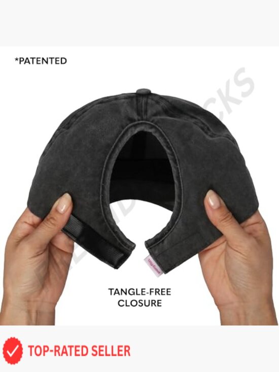 Women\'s Patented Ponytail Baseball Cap with Open Back Adjustable Vintage Wash